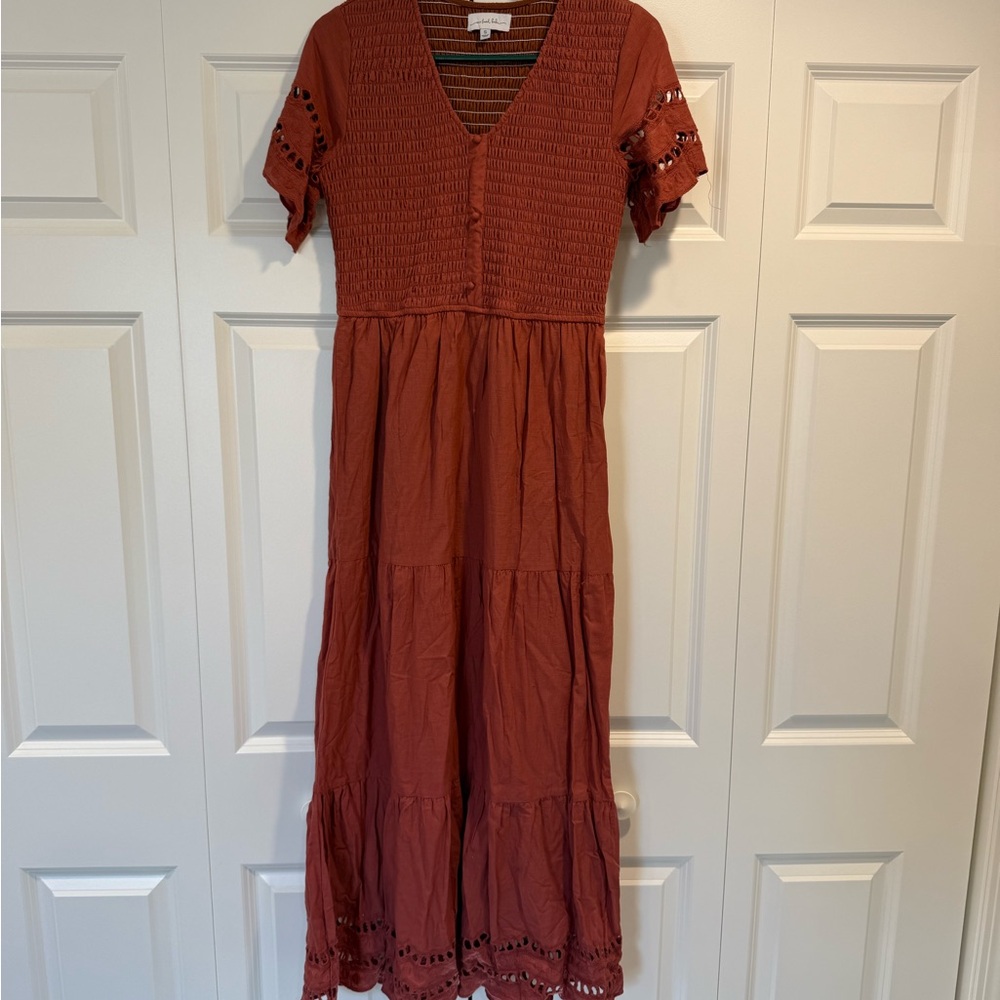 One Loved Babe rust midi dress